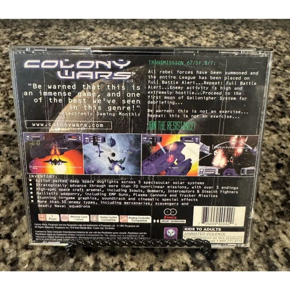 Colony Wars (Sony PlayStation 1, 1997) PS1 Black Label CIB Manual Tested 2 Disc